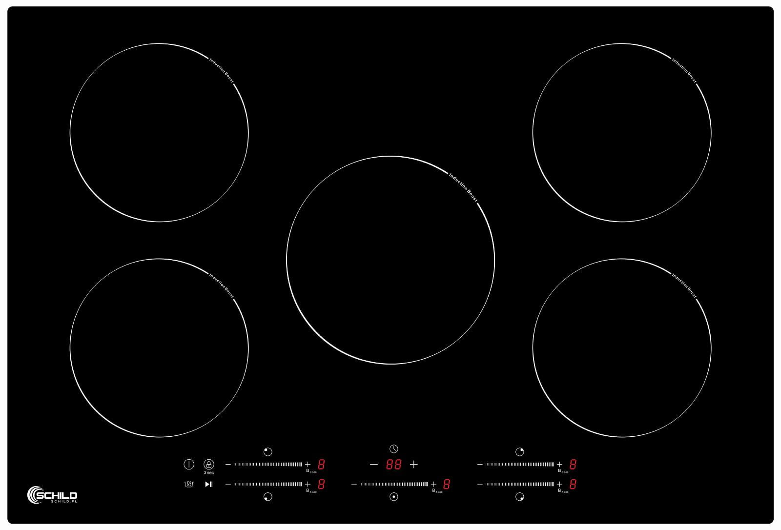 Płyta indukcyjna Schild 770PS 7200W booster 5 stref grzewczych 77cm szkło ceramiczne