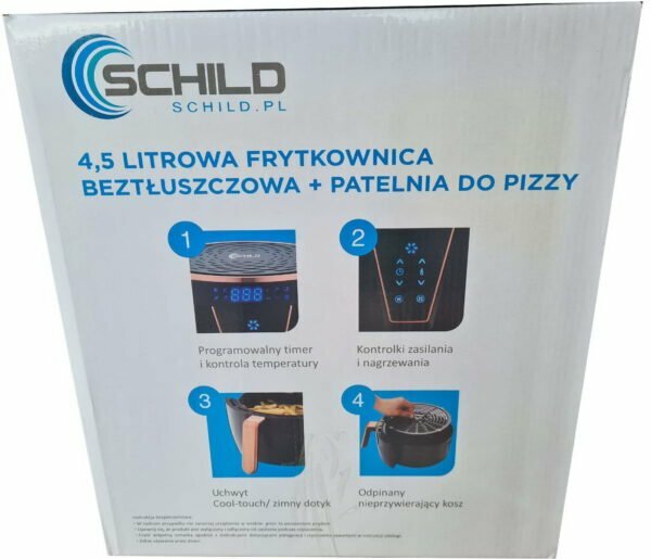 Frytkownica beztłuszczowa 5508CST LED Schild 4,5l 1500W + mini PIZZA patelnia beztłuszczowa 16cm