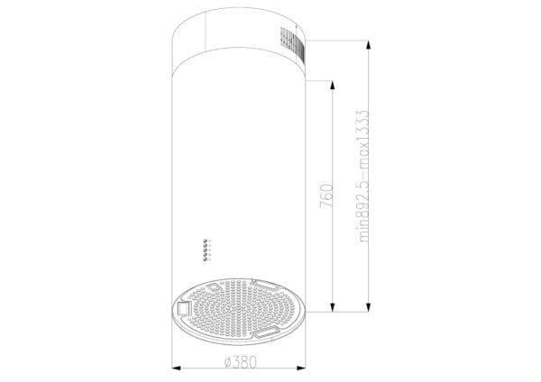 Okap kuchenny wyspowy Schild 359BX tuba kuchenny cylinder czarny