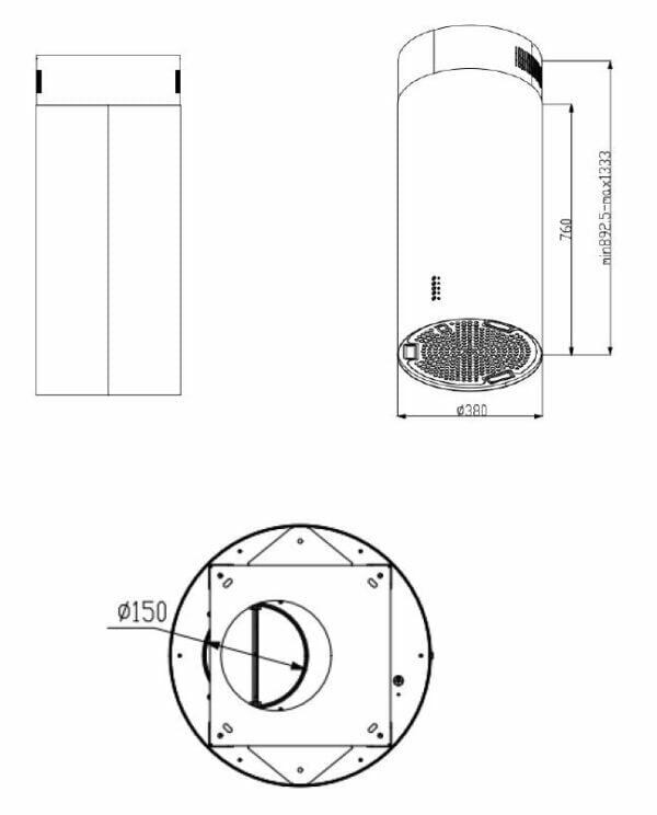 Okap kuchenny wyspowy Schild 359BX tuba kuchenny cylinder czarny