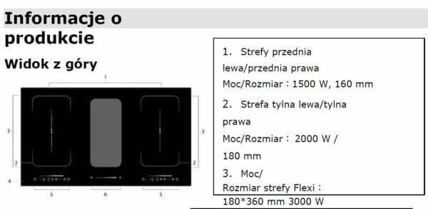 Płyta indukcyjna Schild C9SET z okapem, wyciągiem, łączone pola. Wbudowany okap. COMBO